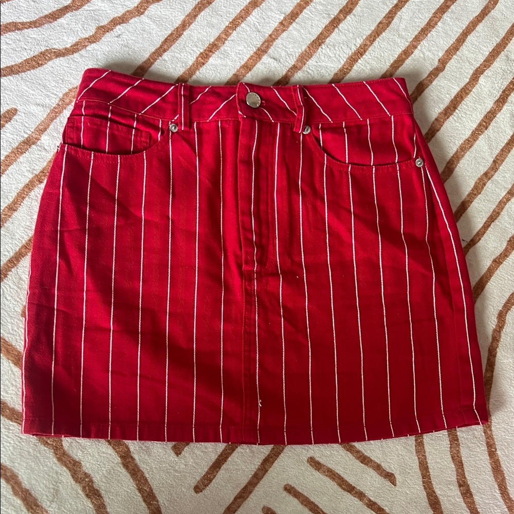 Forever 21 Red and White Striped Mini Skirt